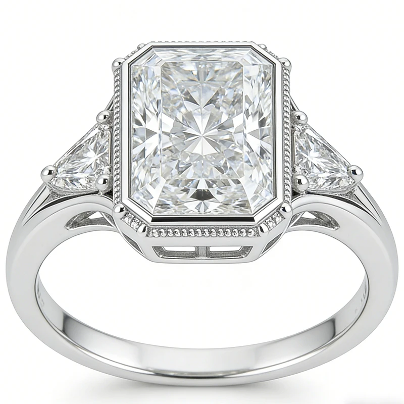 IGI-zertifizierter 3-Karat-Radiant-Labordiamant-Platinring EF VS-VVS Premium Braut- und Verlobungsring für Damen – Detail 7