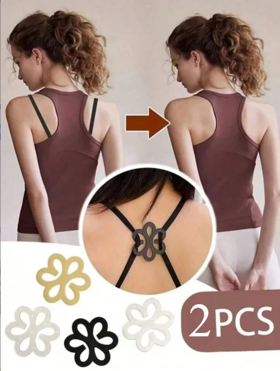 Multi Color Floral Bra Strap Cross Clips Hidden Back Bra Strap Holder Non Slip Anti-Slip Shoulder Strap Fastener Converter for Racerback Tank Top Outfit