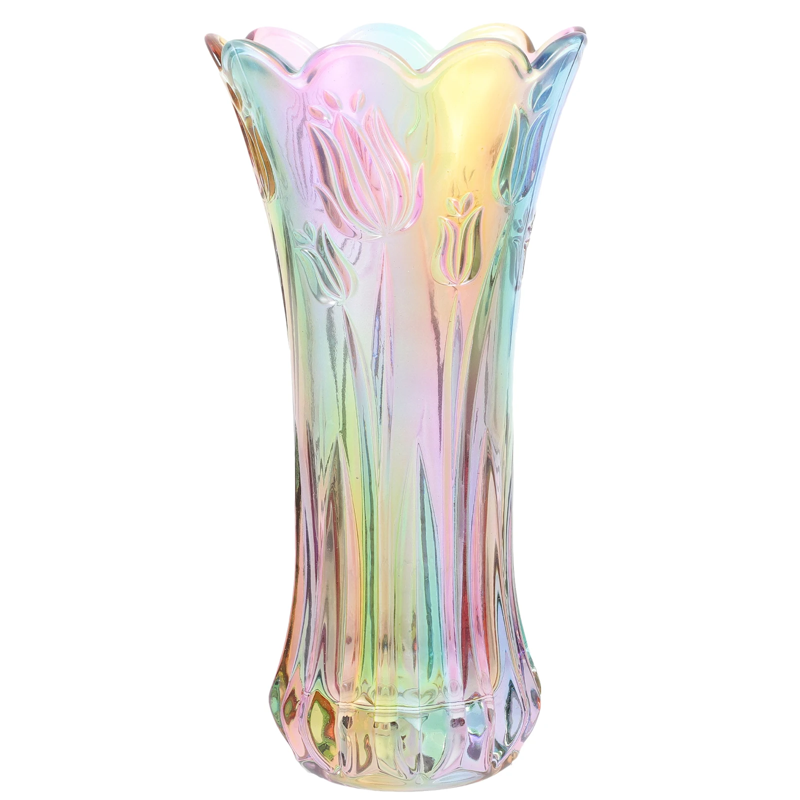 

Colored Glass Vase Thickened Design Flower Display Container Decorative Vase Unique Floral Holder for Living Room Office Gift
