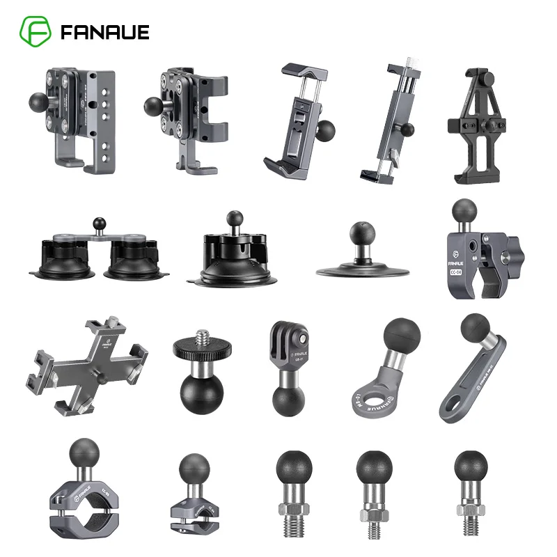FANAUE 17mm Adapter głowicy kulowej uchwyt na telefon motocyklowy kierownica dla DJI GoPro Insta360 kamera akcji uchwyt GPS akcesoria
