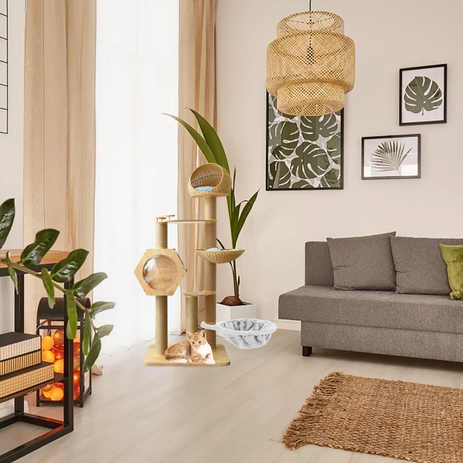 

Большой глубокий подвесной гамак-корзина для кошек, мягкая лежанка-гнездо для домашних животных, сменный аксессуар для кошачьего комплекса, кровать для лазания