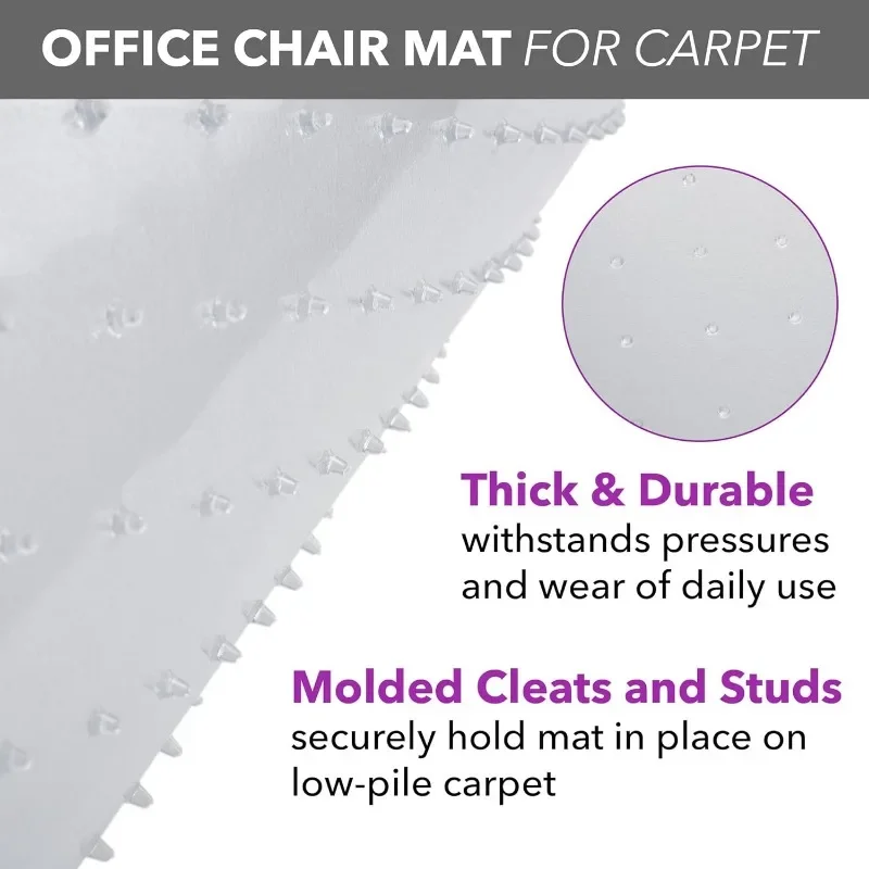 Office Chair Mat for Carpet – Computer Desk Chair Mat for Carpeted Floors – Easy Glide Rolling Plastic Floor Mat for Work