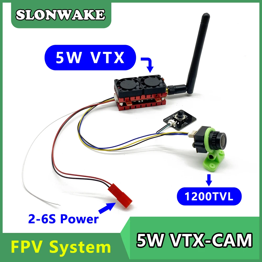 Ultra Long Range 5.8G 5W 48CH 5000mW VTX FPV Wireless Transmitter VTX&CMOS 1200TVL fpv digital analog camera for RC Drone Parts