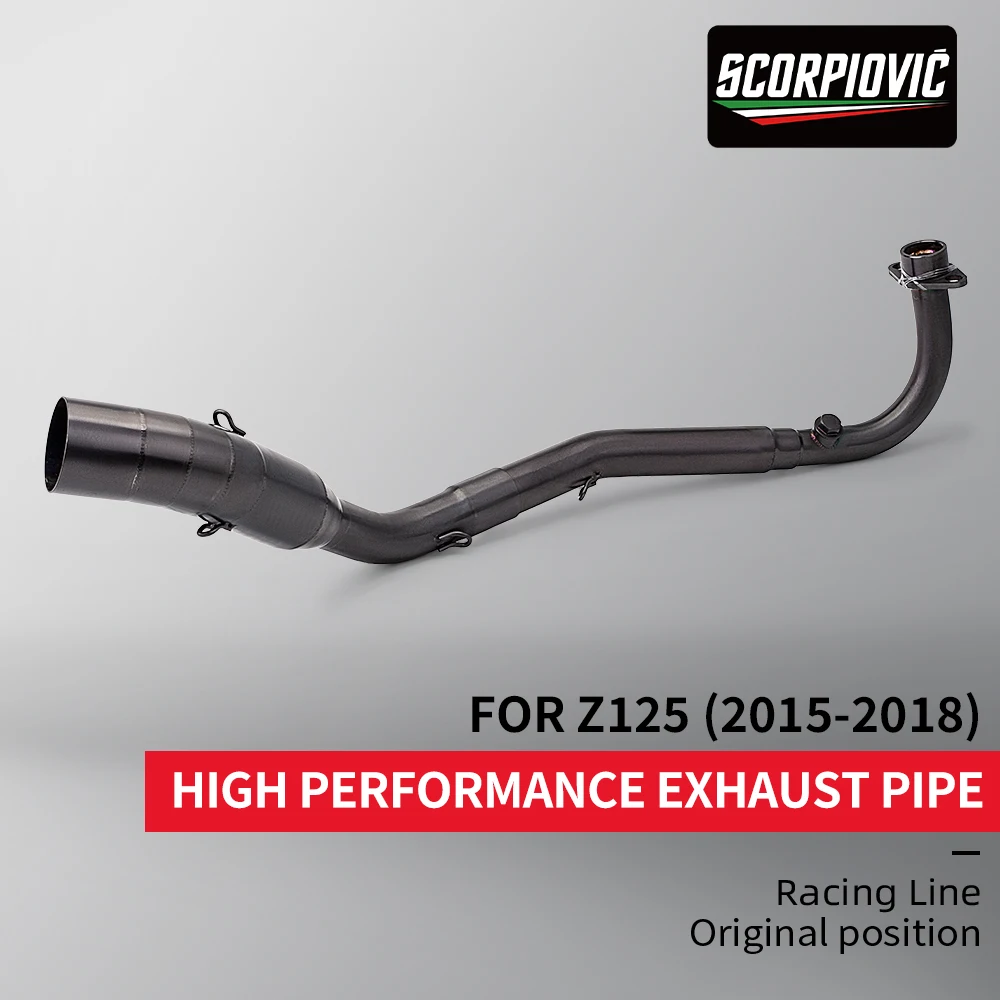 الانزلاق على ل Z125 Z125Pro حتى 2018 دراجة نارية نظام العادم الجبهة منتصف وصلة الأنابيب 51 مللي متر الخمار الهروب تعديل 51 مللي متر كاتم الصوت