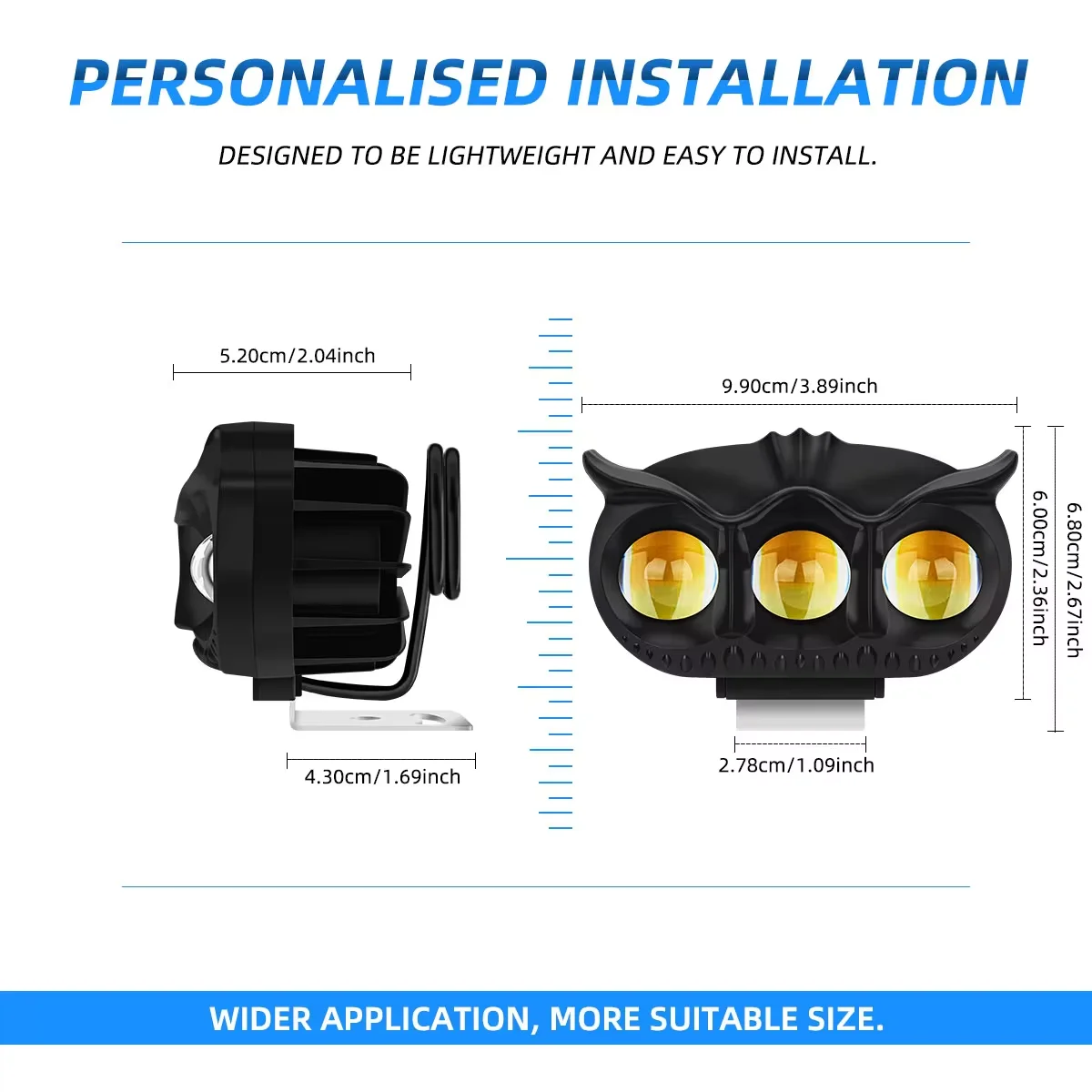 1/2pcs Motorcycle Headlight LED Spot Light Owl Shape 3 Light 5 Modes Three colors Strobe Fog Light Motorbike Running Lamp