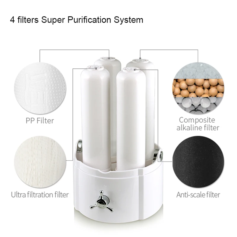 Home Appliance Countertop Alkaline Water Filters Purifier UF Filtration System Faucet-Mounted Mineral Water Ionizer Dispenser