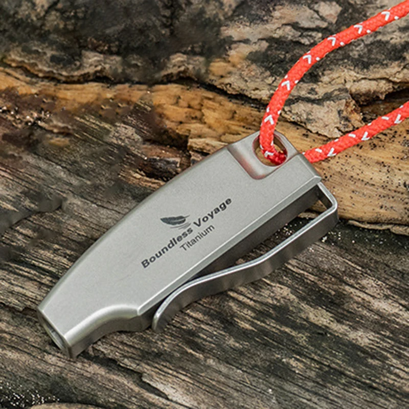 Dolphin-Shaped Pure Titanium Whistle 120 Decibels Portable Edc Outdoor Emergency Survival Whistle With Clip Reflective Rope