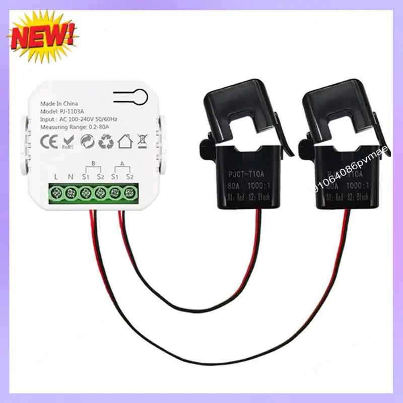 

T24C Tuya Smart Wi-Fi двунаправленный счетчик энергии, однофазный с зуммером, сигнализация о перегрузке, приложение, монитор, производство солнечной энергии