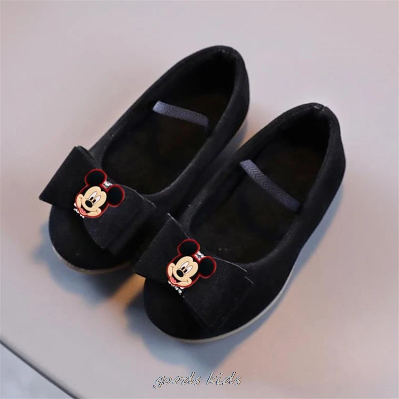 Disney Children Leather Shoes Girls Donald Duck Sandals Summer Student Soft Minnie Kids Flats Sweet Party Fashion Show Shoes