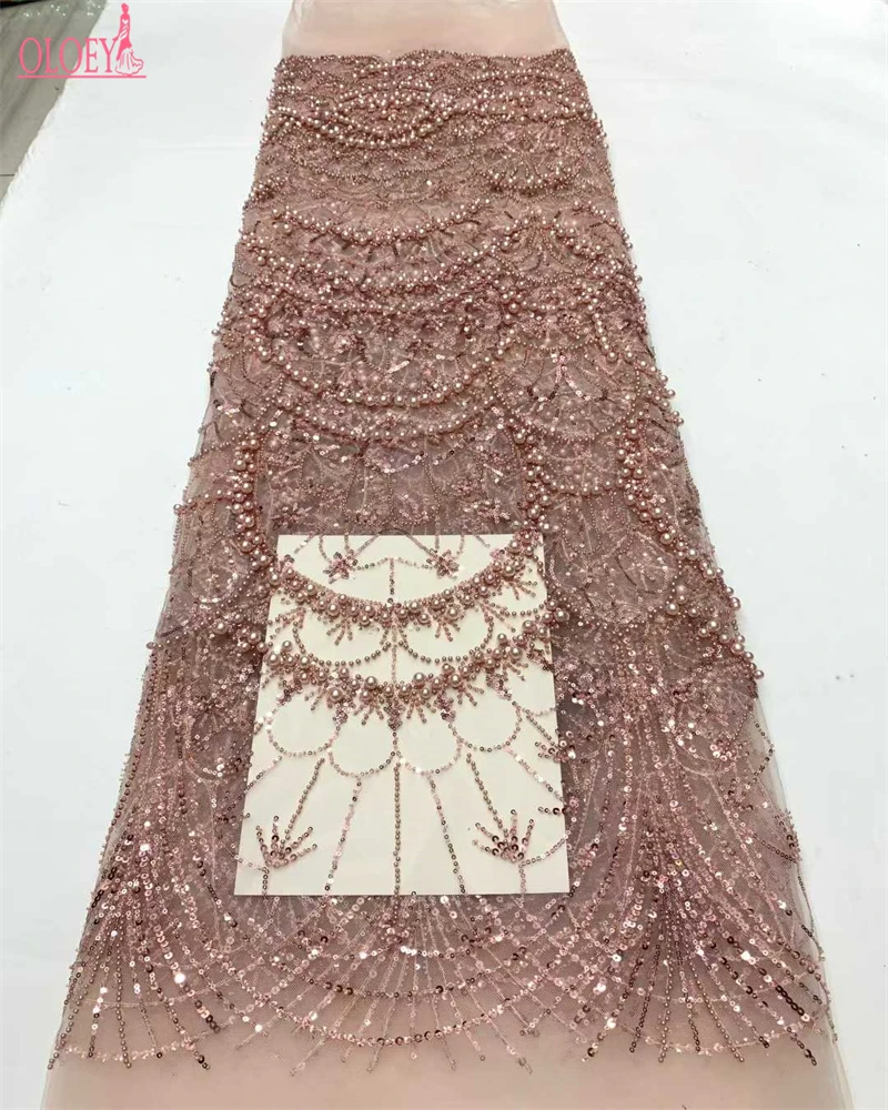 

OLOEY африканская кружевная ткань высокого качества нигерийская кружевная ткань с бисером и блестками Тюлевая ткань сетка с блестками для Sewin