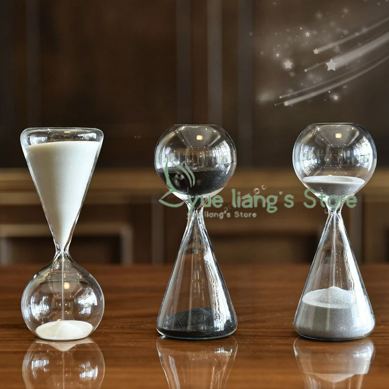 Nordic Style 15 Minute Asymmetrical Glass Meteor Hourglass Timer Creative Home Decoration Unique Time Management Tool Gift