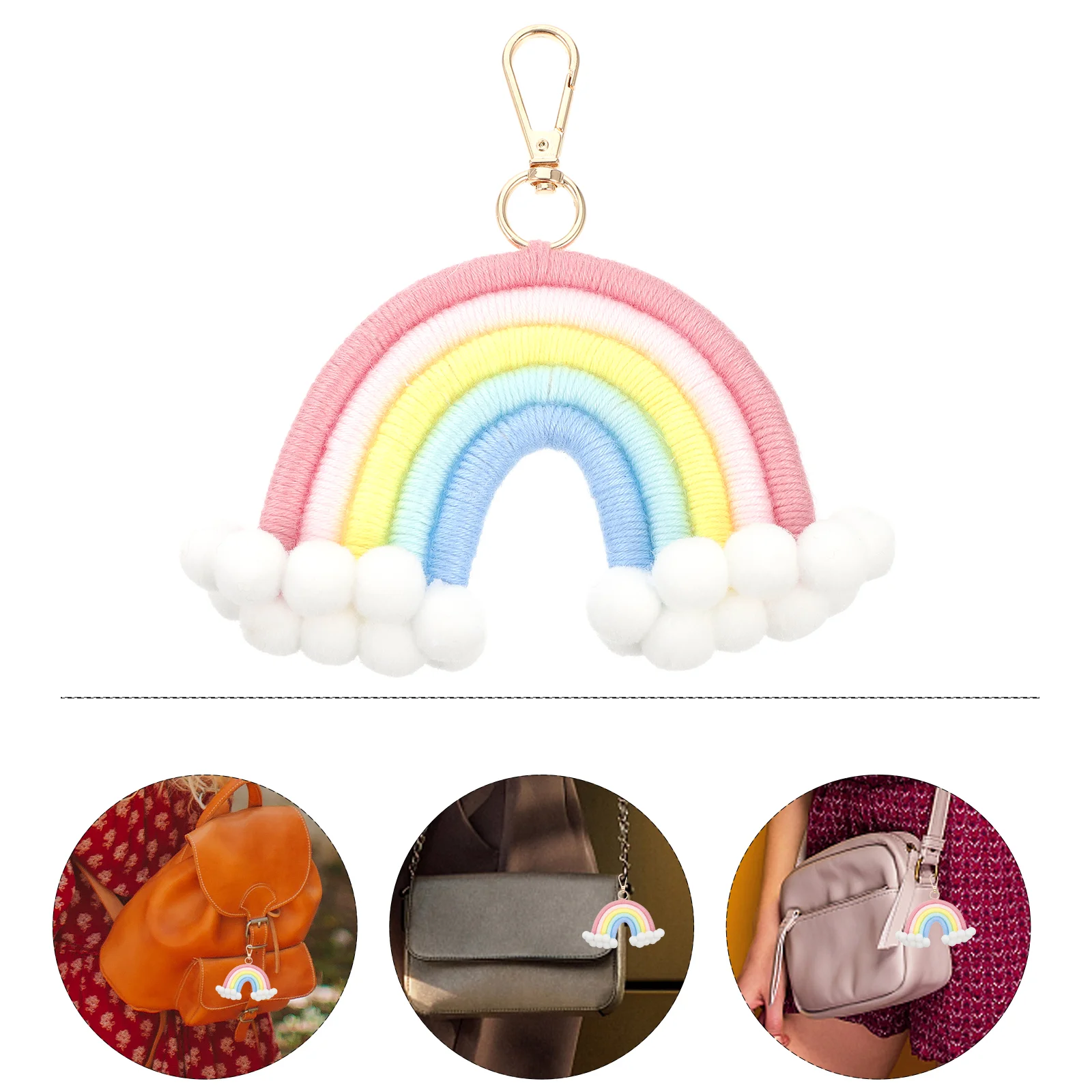 

1pc Delicate Rainbow Key Chain Rainbow Key Charm Woven Rainbow Key