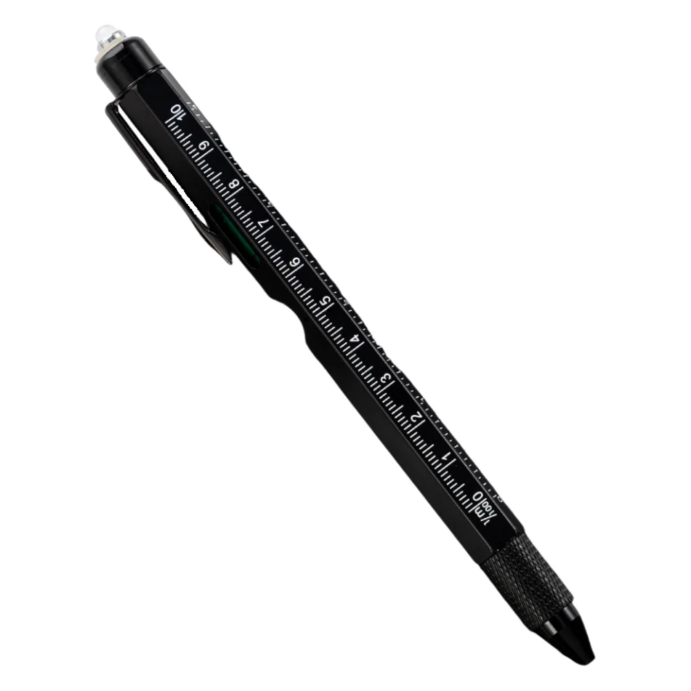 Ergonomic 9 in 1 Multi-function Tool Pen Portable DIY Ballpoint Pen Levelgauge LED Light Mini Cross Screwdriver Hand Tools