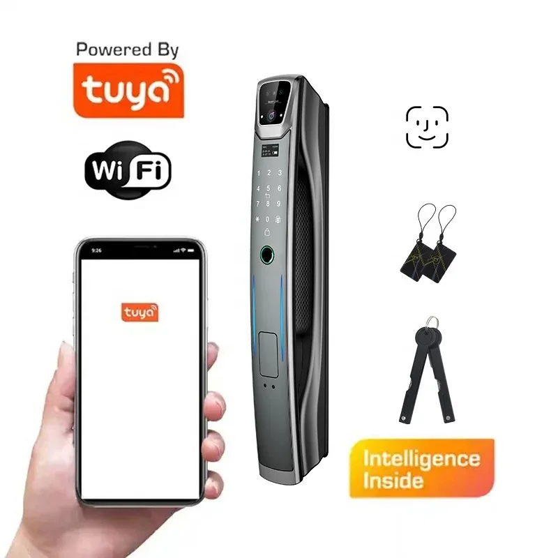 3D Face Recognition Fingerprint Top Smart Lock Tuya App Unlocks Digital Lock Ic Card Key Smart Door Lock