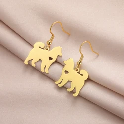 Sipuris Samoye Pet Dog Drop Earrings For Women Men Stainless Steel Hot Fashion Hip Hop Animal Jewelry Gifts For Pet Dog Lovers