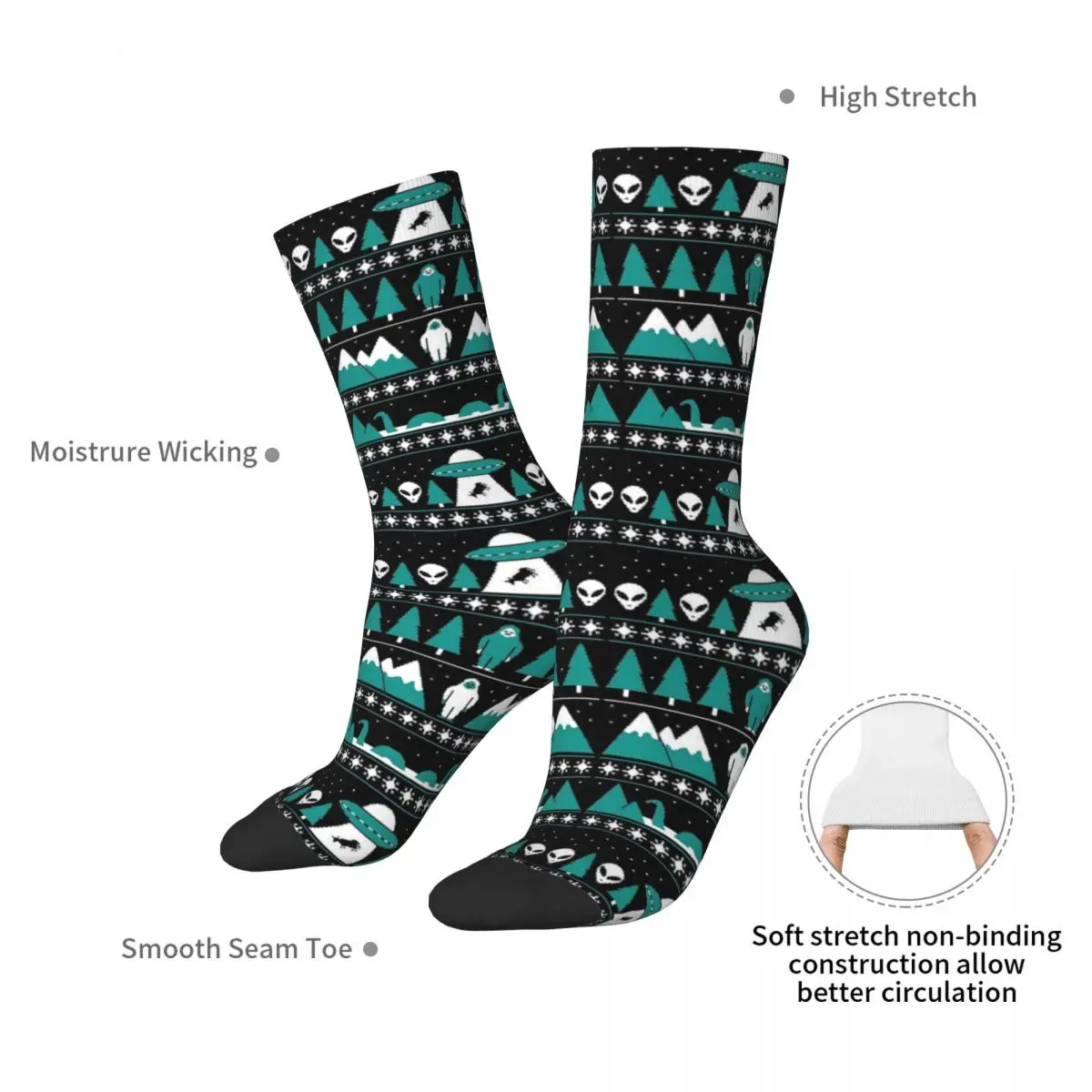 Paranormal Christmas Sweater Socks Harajuku Sweat Absorbing Stockings All Season Long Socks Accessories for Unisex Gifts image 2