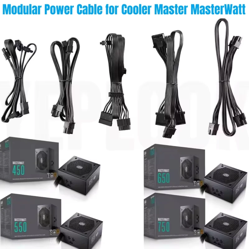 

Modular Power Cable for Cooler Master MasterWatt 750W, 650W, 550W, 450W MPX Power, GPU PCIe 8Pin 6+2Pin, SATA, Molex IDE 4Pin