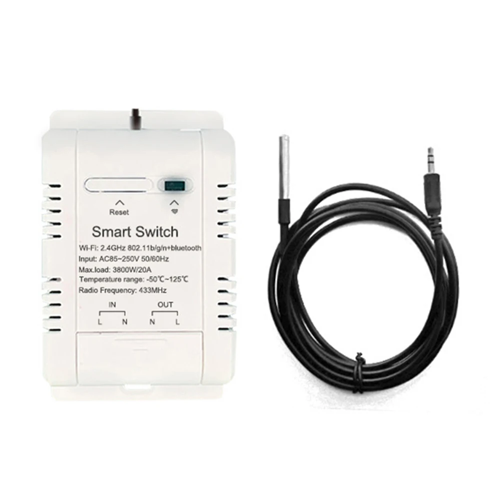 Sensore interruttore di temperatura 16A 20A 96x45x31 Mm ABS APP telecomando Rf433 sensore Monitor termostato pratico