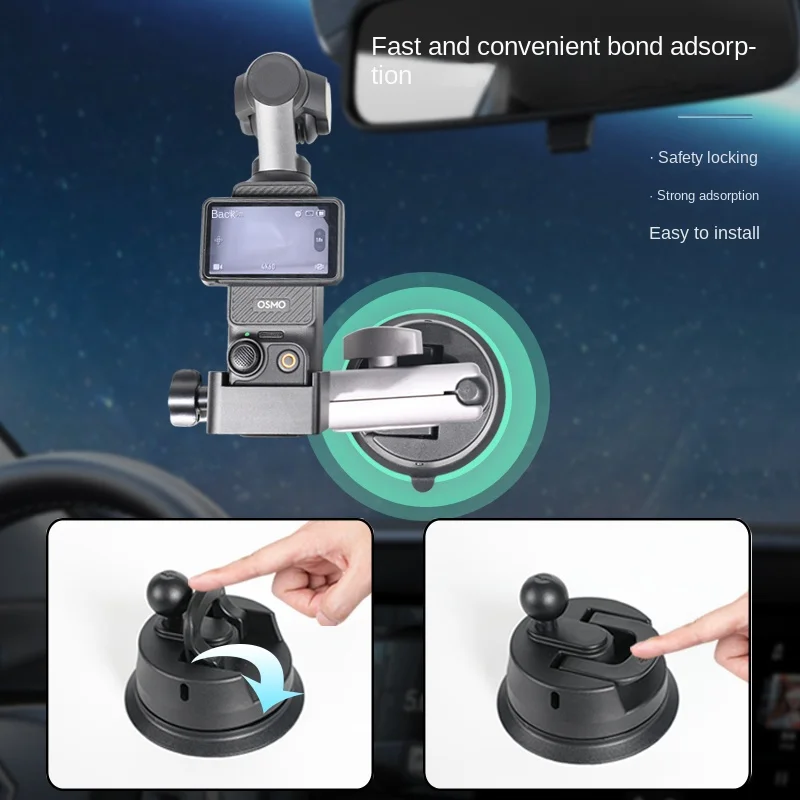 KIPYE Suction Cup Mount for DJI Osmo Pocket 3 Car Mount Car Windshield and Window Dashboard Boats Vehicle Attach Accessories