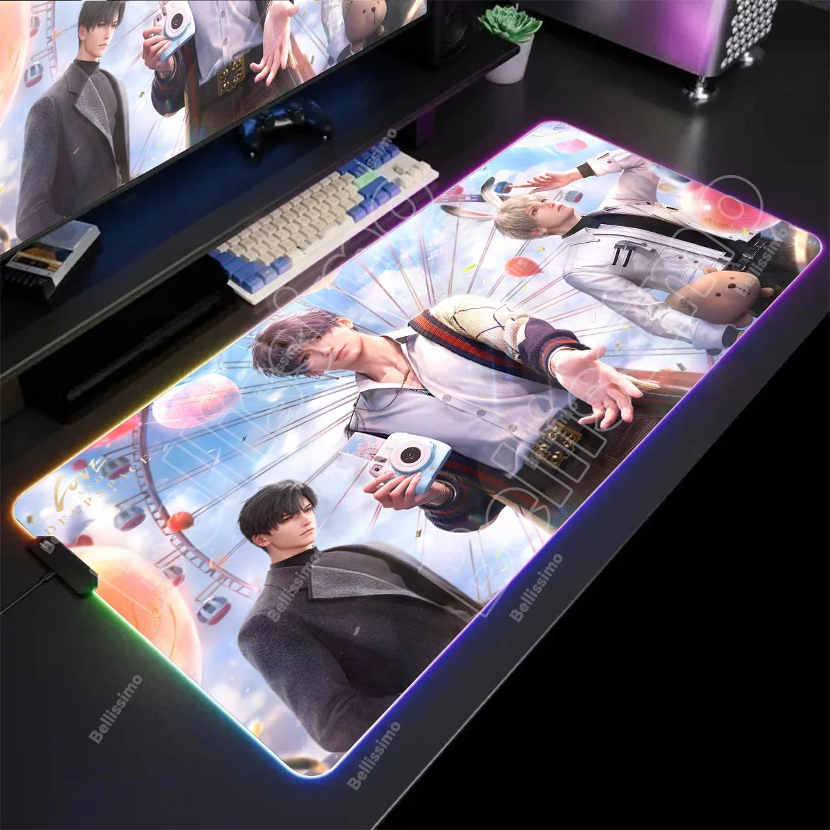 Mouse Pad Escritorio Accesorios Karakter Love And Deepspace yang Terkait dengan Pad Gaming Desk PC Accessories Anime Lighting Table Mat
