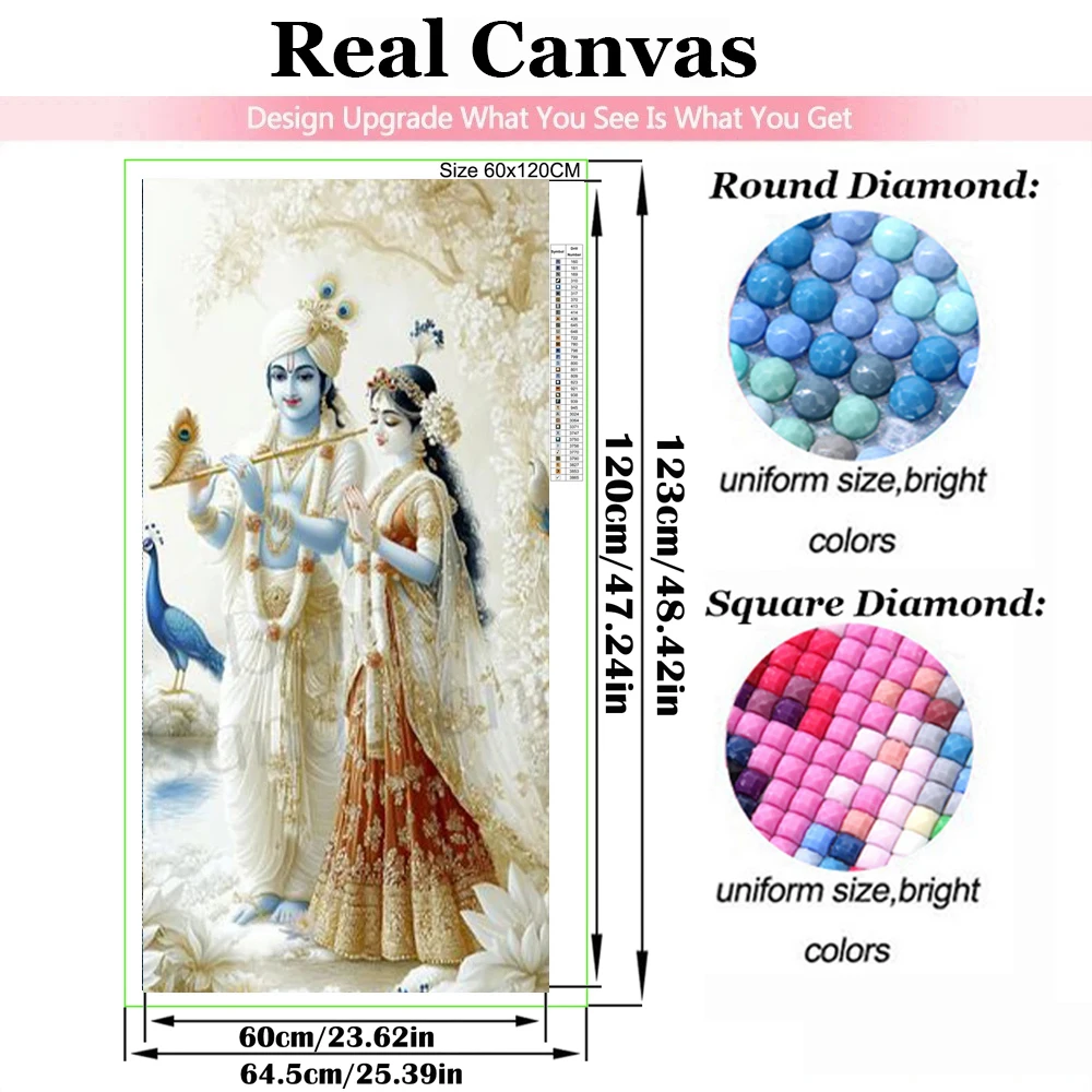 インド主ラダクリシュナカップル 5D Diy 大型ダイヤモン - Resin Art Radha Krishna のレビューと価格