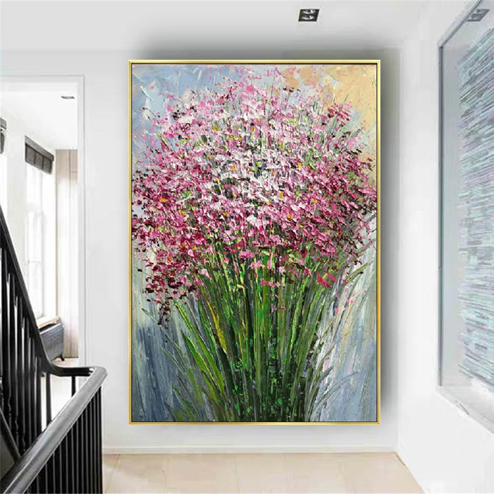 

Nordic pure handmade abstract Oil Painting on Canvas modern Acrylic Canva Colorful flower Wall Art picture for Home Decor Office