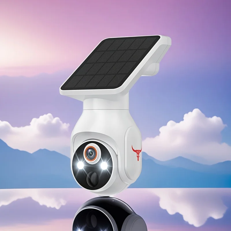 

1920P Solar-Powered Wireless Camera, 355° Panoramic View, Automatic Tracking for People And Vehicles, Night Vision with Autom