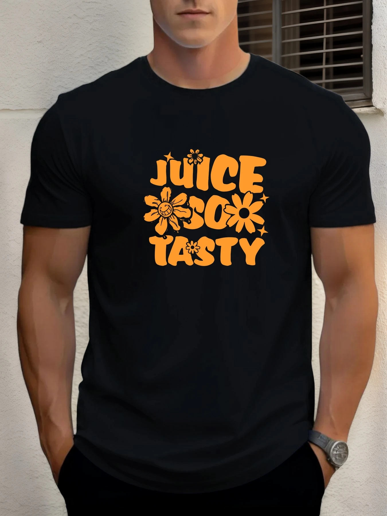 

T Shirts For Man JUICE SO TASTY 100% Cotton Graphic Printing Summer Round Neck T-Shirt Casual Breathable Street Style Daily Top