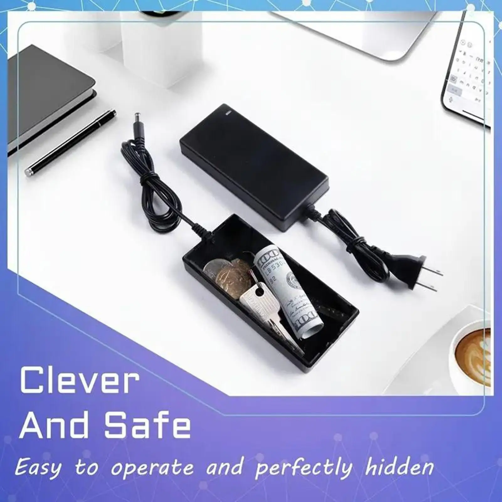 Private Money Box Fake Charger Plug Secret Home Diversion Safe Anti-Theft Compartment Storage Box Money Bank for Keys