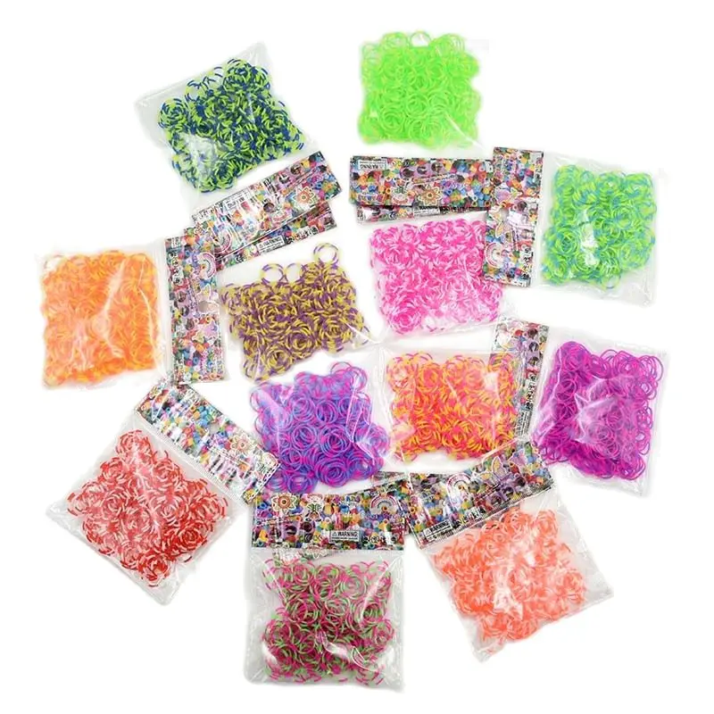 600 Pcs Elastic Rubber Loom Bands Kids Weaving Bracelet Toys Rubber Girl Braid Plaits Accessories Children'S Goods Gifts