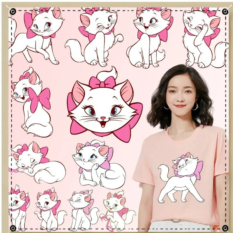 

2PCS Marie Cat Cartoon Pattern Ironing Heat Transfer Printing DIYT Shirt Heat Transfer Printing Patch Washable Vinyl Sticker