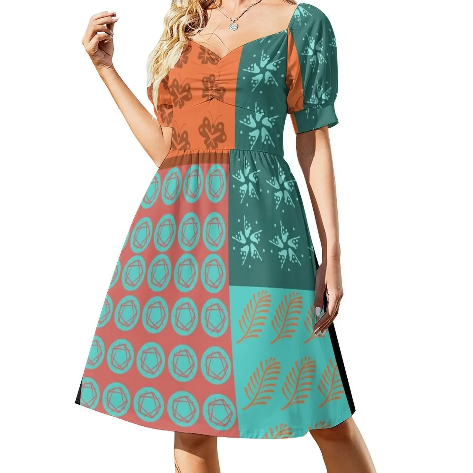 

Japanese Flowers Floral Motif Shibori Patchwork Dress dress women summer festival outfit women