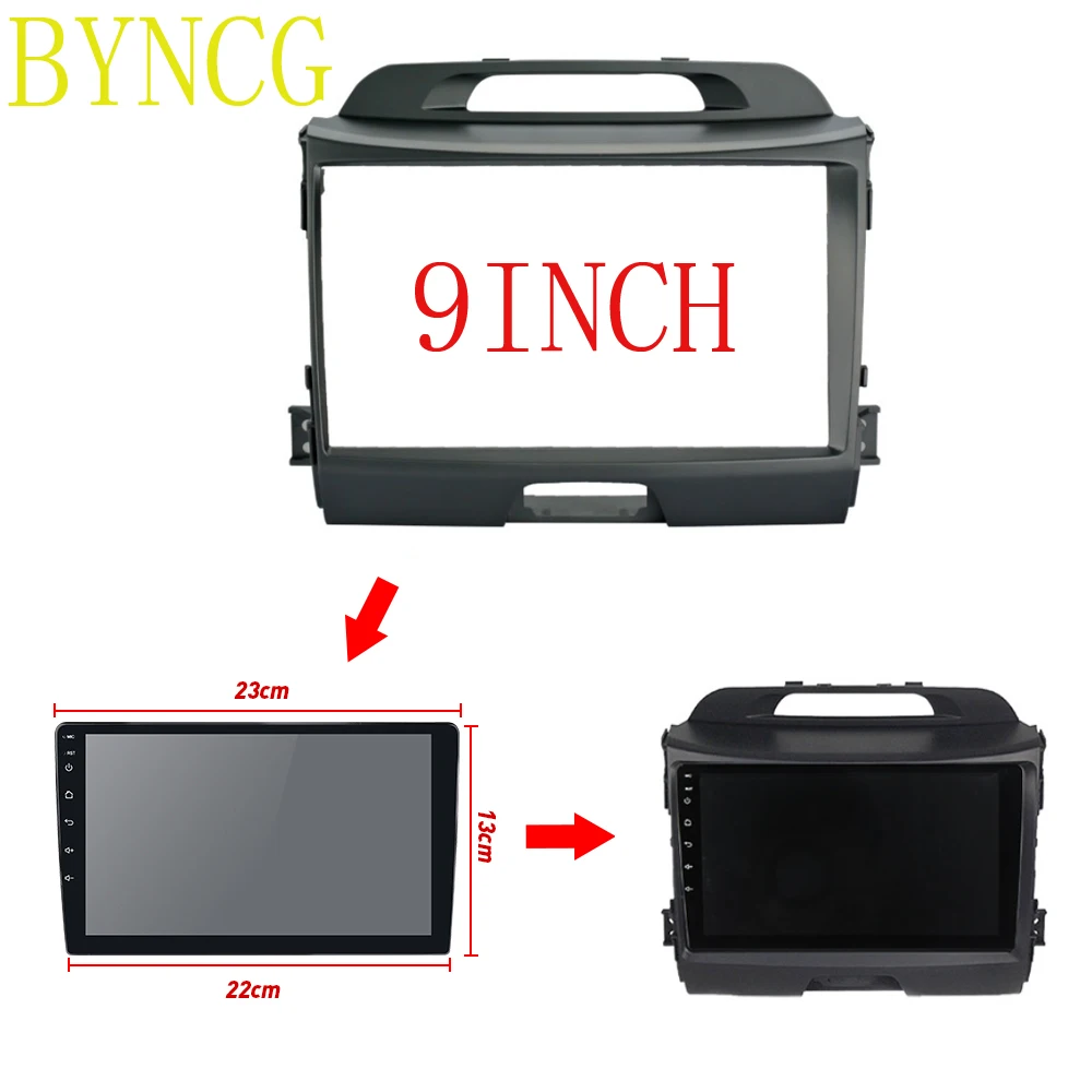 9 inch Car Radio Fascia for KIA SPORTAGE 2010-2015 Stereo Panel Dash Installation Kit Double Din Frame GPS DVD Bezel view 4