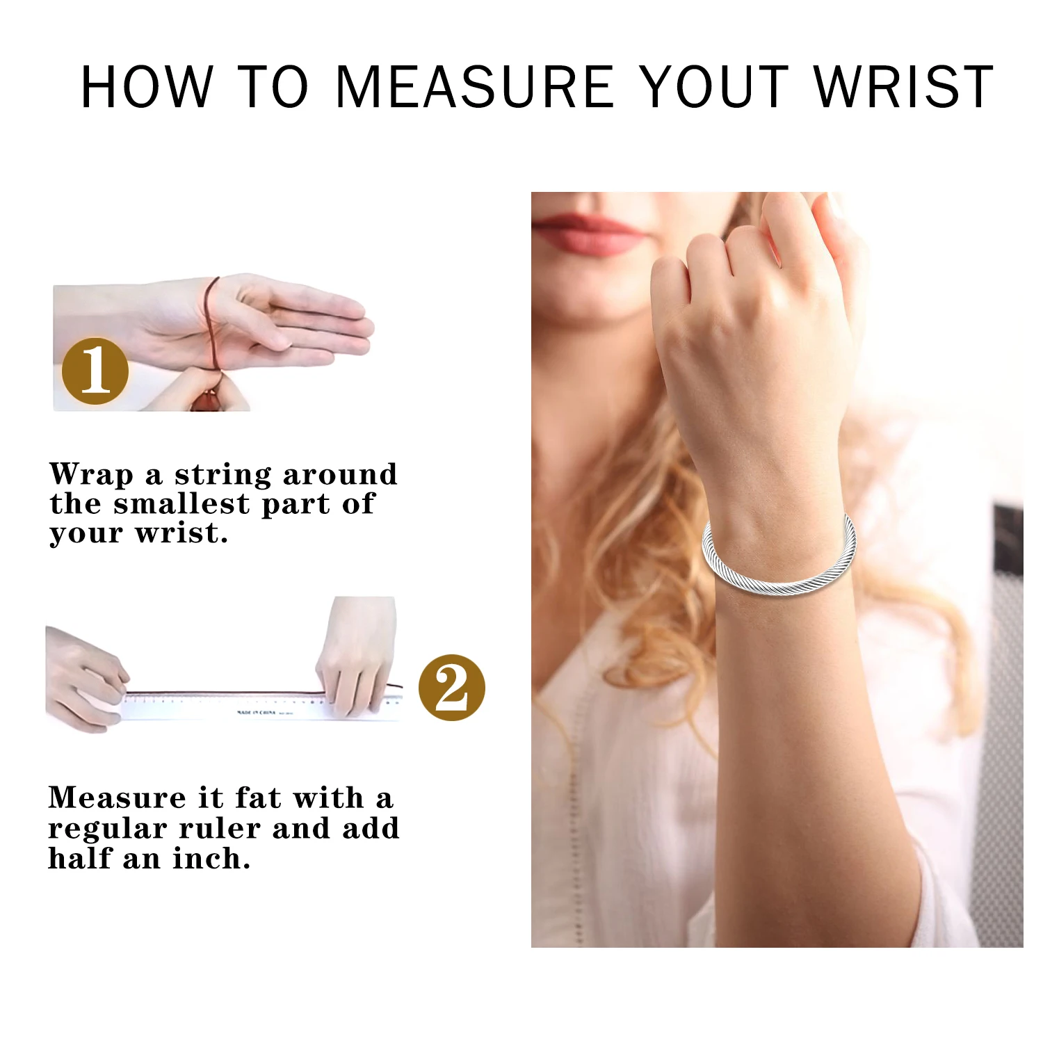 Stainless Steel Twisted Cable Wire Bracelets C-Shaped Adjustable Cuff Bangle Bracelet for Women Girls