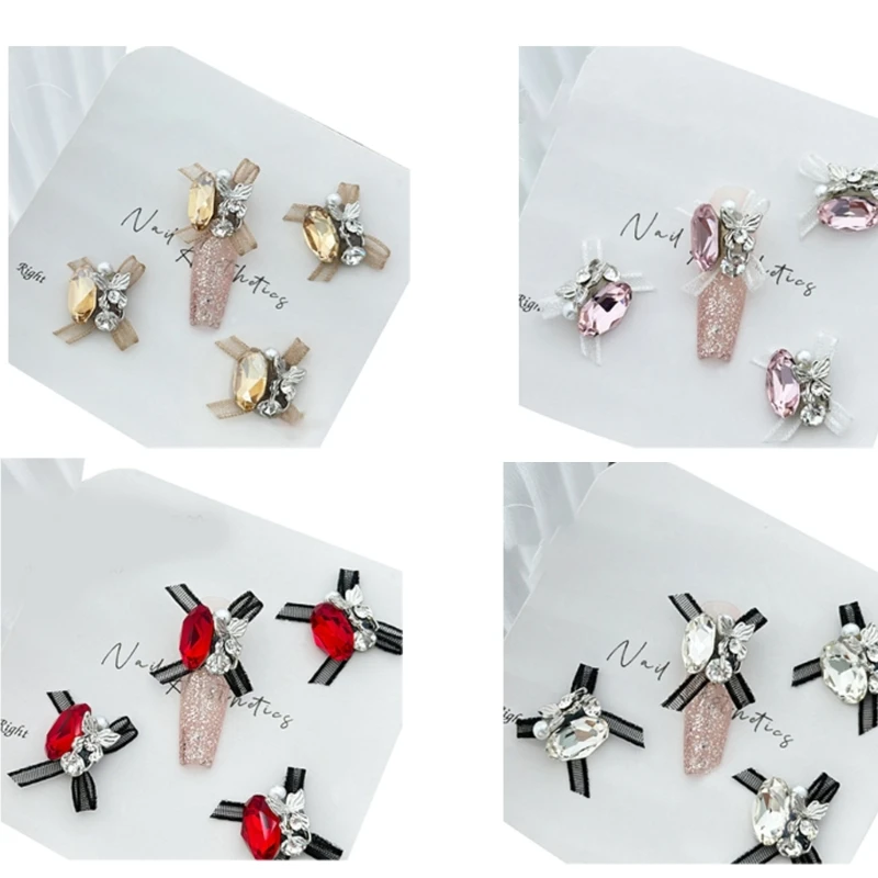 4pcs Fashionable Bow Nail Embellishments DIY Art Decoration for Fashion Lovers Party Nail Accessories