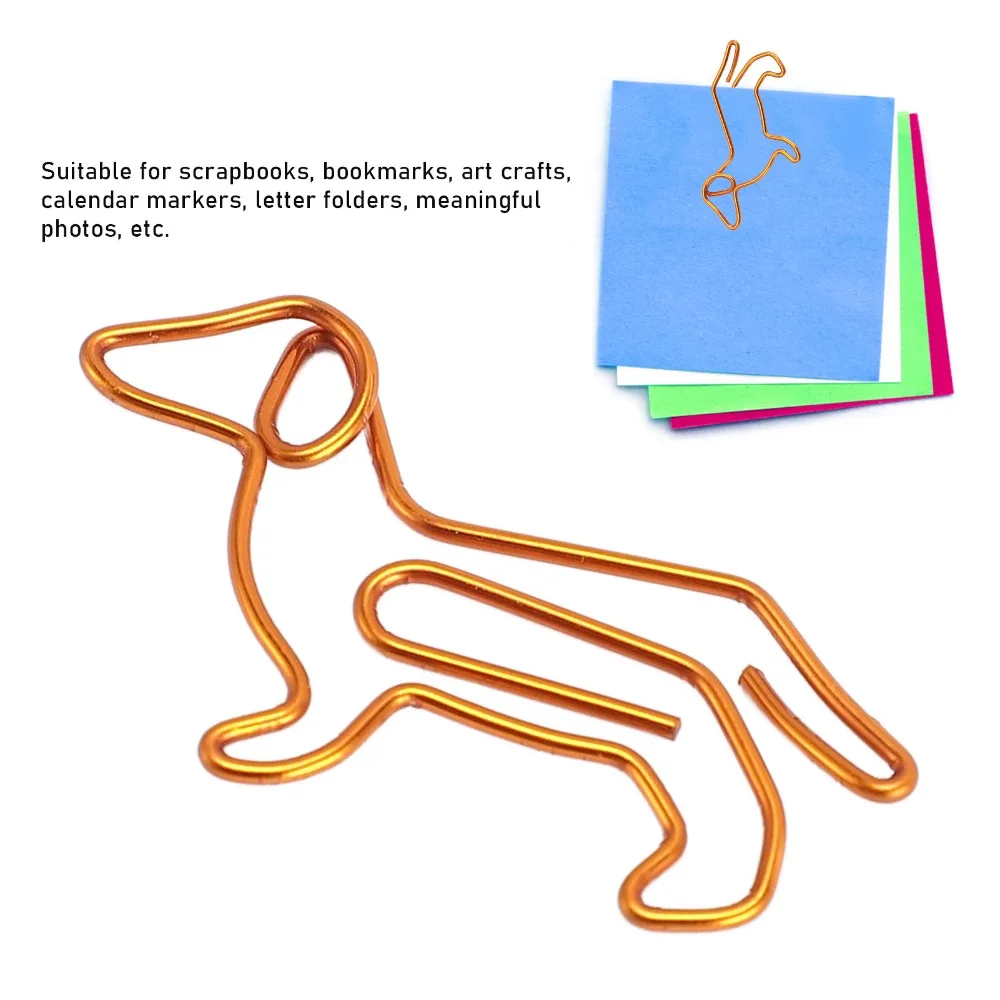 100 Pcs Dachshund Shape Dachshund Paper Clips with Storage Box 38*21mm Dachshund Shaped Paper Clips Small Size Prevent Slip