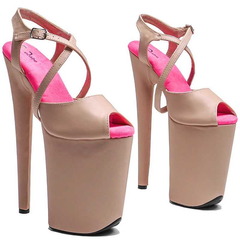 Leecabe  23CM / 9inches  Matte PU  Upper  Trend fashion  Platform High Heels slipper Sandals Pole Dance shoes