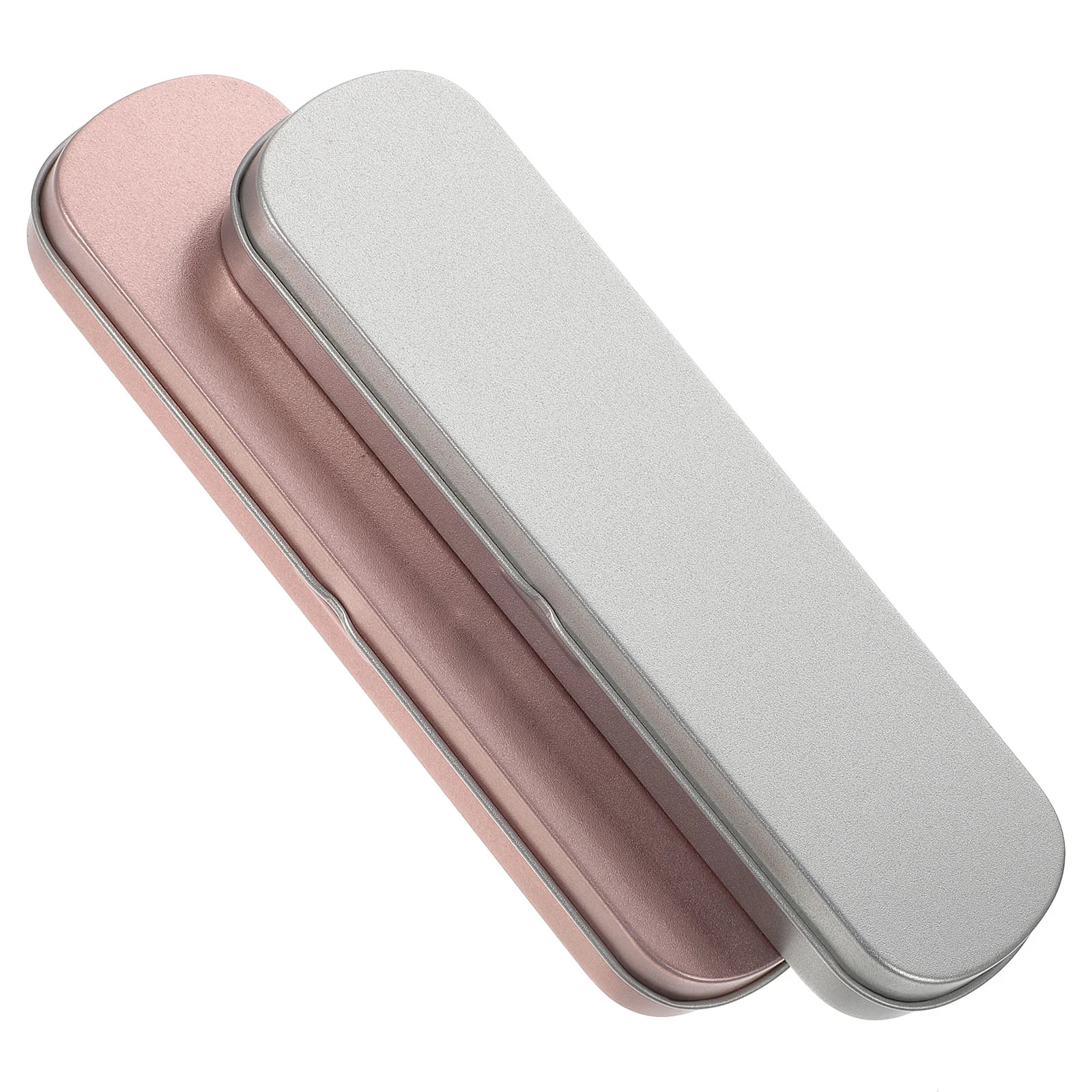 2 Pcs Metal Pencil Case Beige Exam Tin Aesthetic Stationery Large Holder Pouch Hard Thin Desk Aldult Man