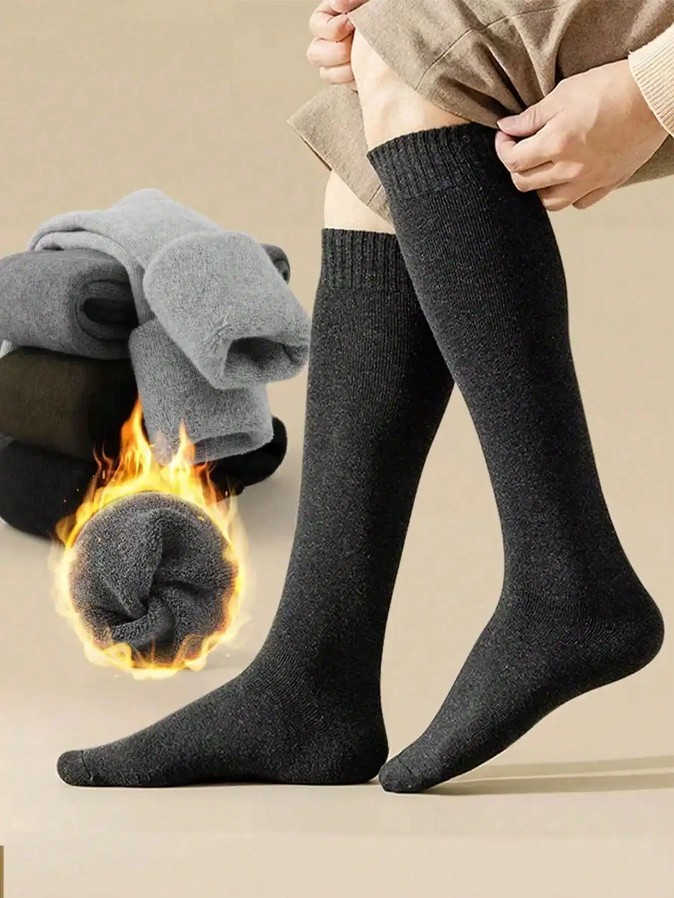 

5 Pairs Women's Winter Warm Wool Socks: Thick Soft Comfortable for Thick Hiking Boots, Long Socks, Fit Cold Weather, Black