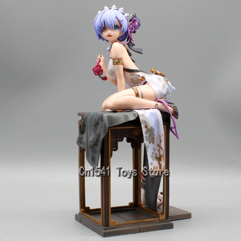 Figura Anime Rem Emilia Cheongsam, Re:Life in A World Different, Brinquedo de Boneca Colecionável em PVC, 23cm