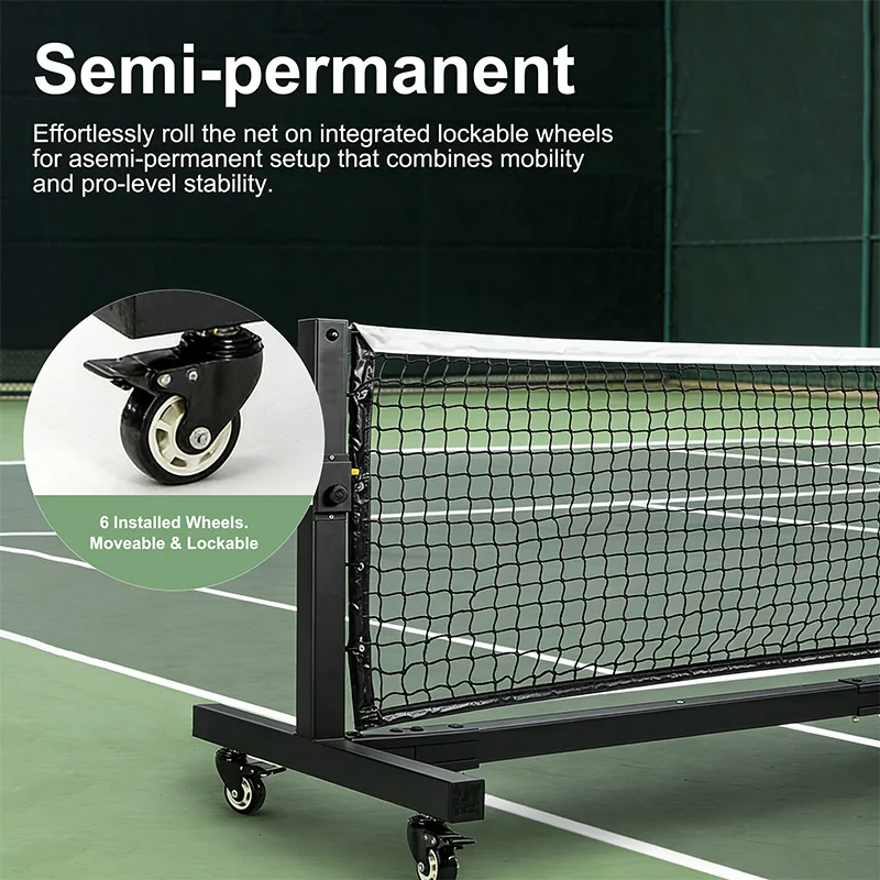 Customized JH Tournament-Grade Heavy-Duty Pickleball Net with Adjustable, Movable & Customizable Pickleball Posts