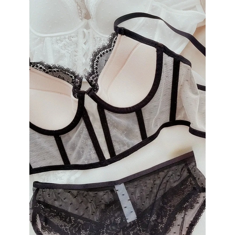 Hot Sale French Vintage Lace Lingerie Set Soft Underwire Thin Cup Bone Shaping Push Up Side Collect Armpit Fat Brassiere 32-38AB