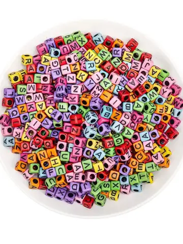 500/300pcsAcrylic Alphabet Cube Beads, Assorted A-Z Letter Spacer Beads for Bracelet, Necklace DIY Jewelry Making Craft Supplies