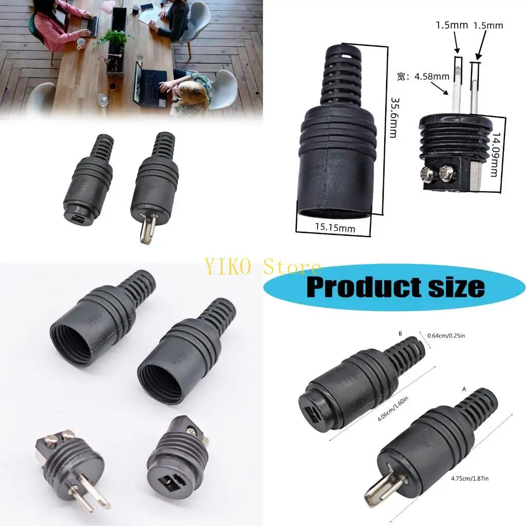 K32C 2 Pin DIY Wire Repair Plugs 5 Piece Auditory Plugs Pack, ABS Black Housing for Cable Service, Replacement Work, and