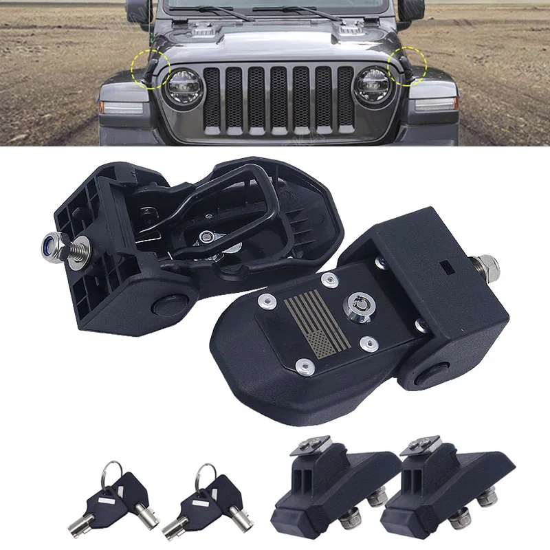 

2pcs black Hood Catch Latches For 2018-2023 Jeep Wrangler JL JLU 4XE Rubicon Sahara Sport Gladiator JT Hood Locking Catch