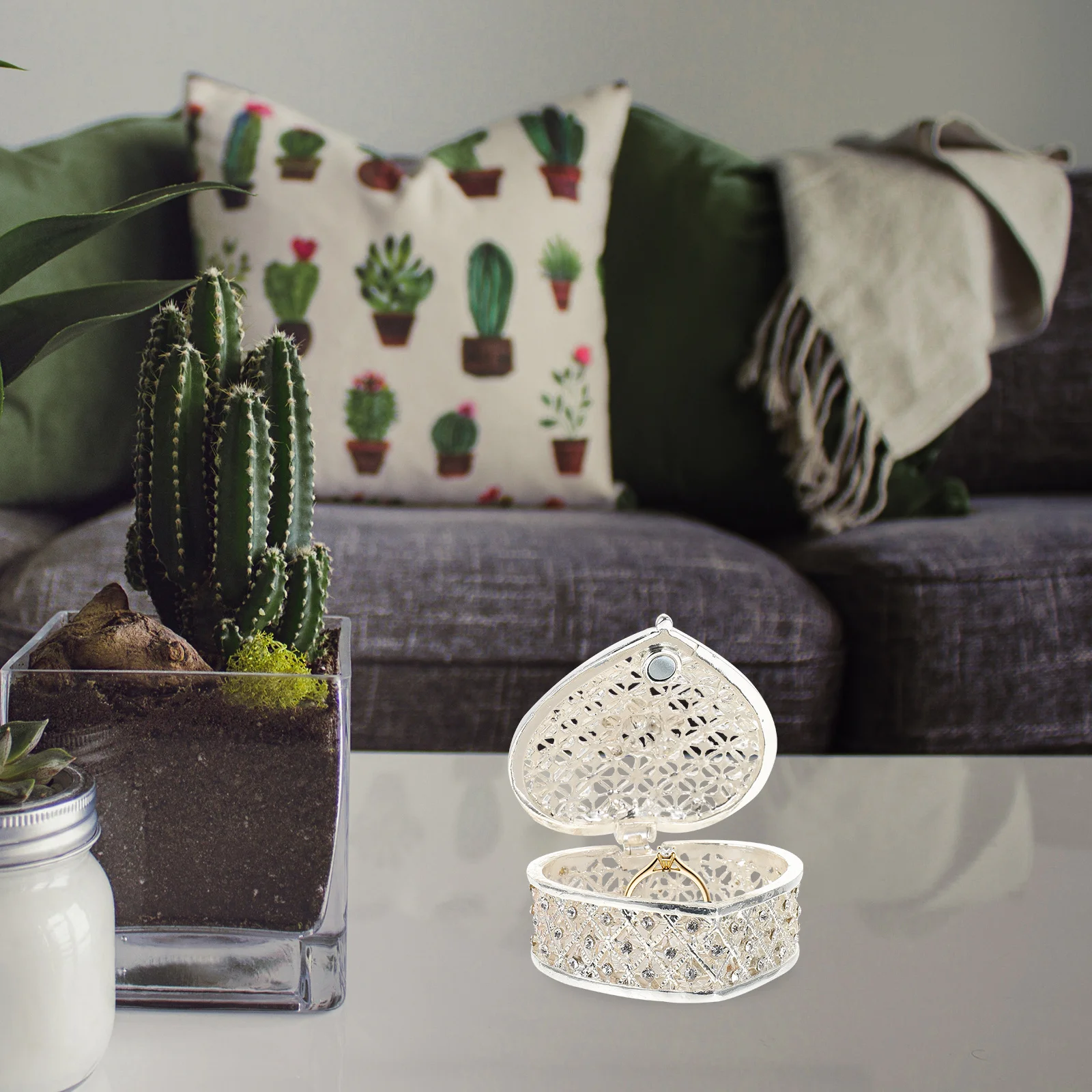 

Decorative Jewelry Box Heart-Shaped Bracelet Case Exquisite Necklace Box Household Earring Case Desktop Storage Accessory