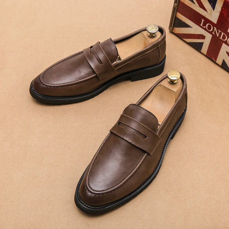 Men New Classic Formal Shoes Black Brown PU Leather Lightweight Outdoor Comfort Lefu Shoes British Business Office Men Shoes