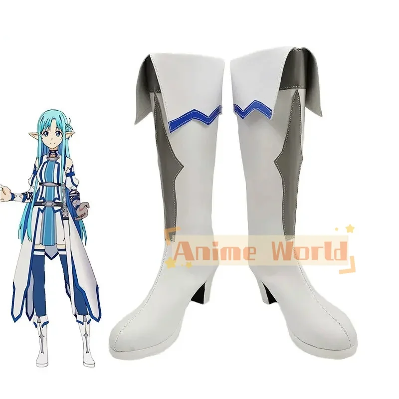 

Anime Yuki Asuna Cosplay Shoes Anime Sword Art Online Cosplay Prop PU Leather Shoes Halloween Carnival Boots Custom Made