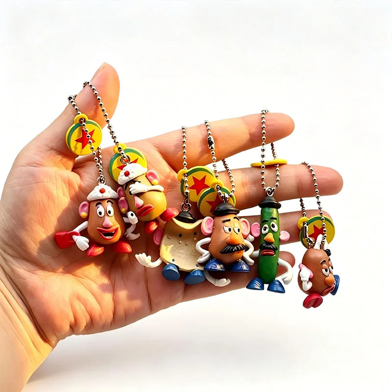 Toy Story Keychain Set Buzz Lightyear Woody Rex Forky Mr Potato Head PVC Pendant Bell Key Chain For Bag Accessories Gift For Fan