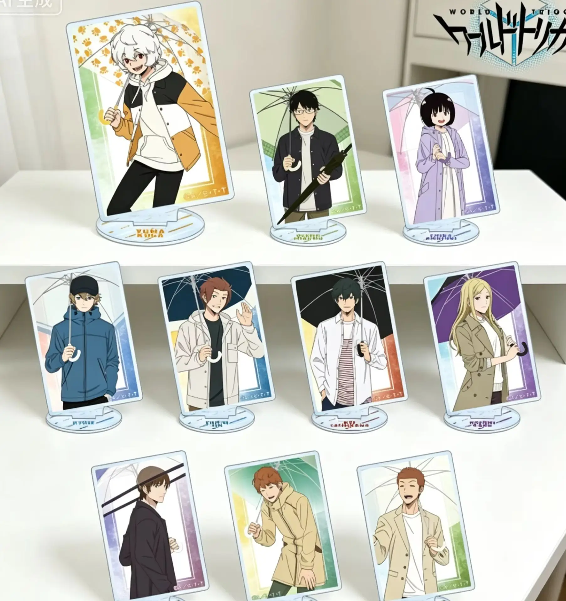 Anime World Trigger Going out on a Rainy Day Ver Yūma Kuga Acrylic Stand Model Plate Keychains Bedroom Decoration
